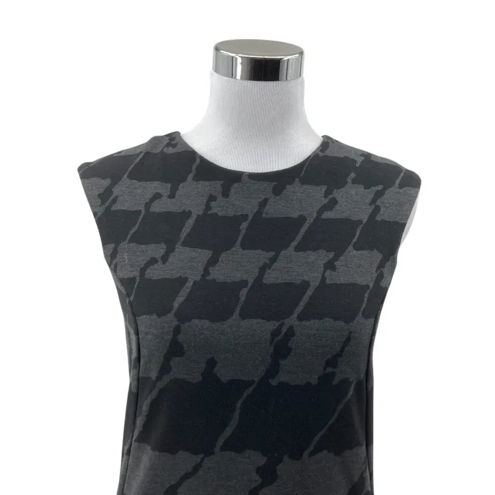 Michael Kors Black Gray Camouflage Sheath Dress Small Womens Sleeveless Back Zip